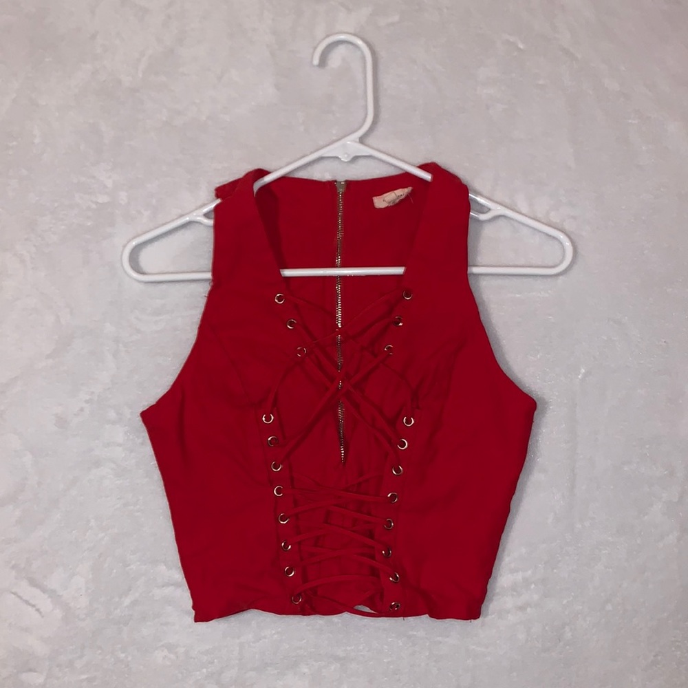 tea & cup corset tank top
